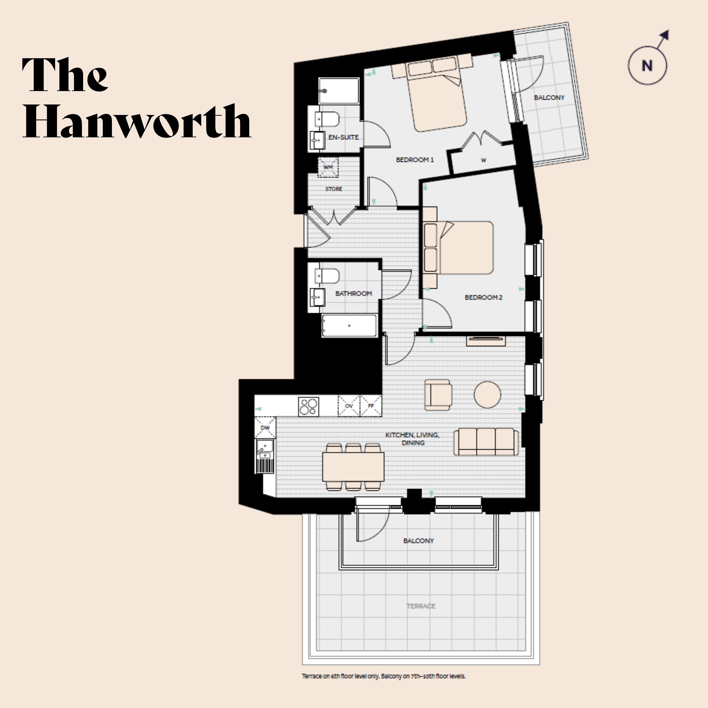 Floorplan for The Hanworth at The Hue, Seventh